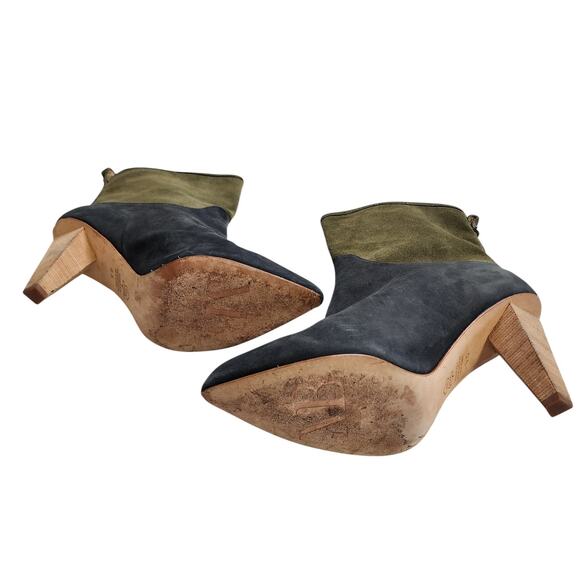 Matt Bernson Jameson Two Tone Suede Pull On Heeled Boots Size 9.5 Blue Green - Picture 6 of 13